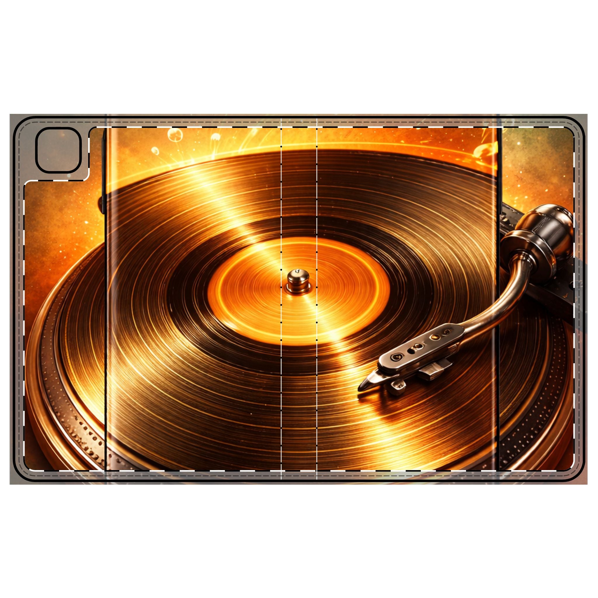 Golden Vinyl Grooves iPad Folio Case | Press Play in Gold product image 1