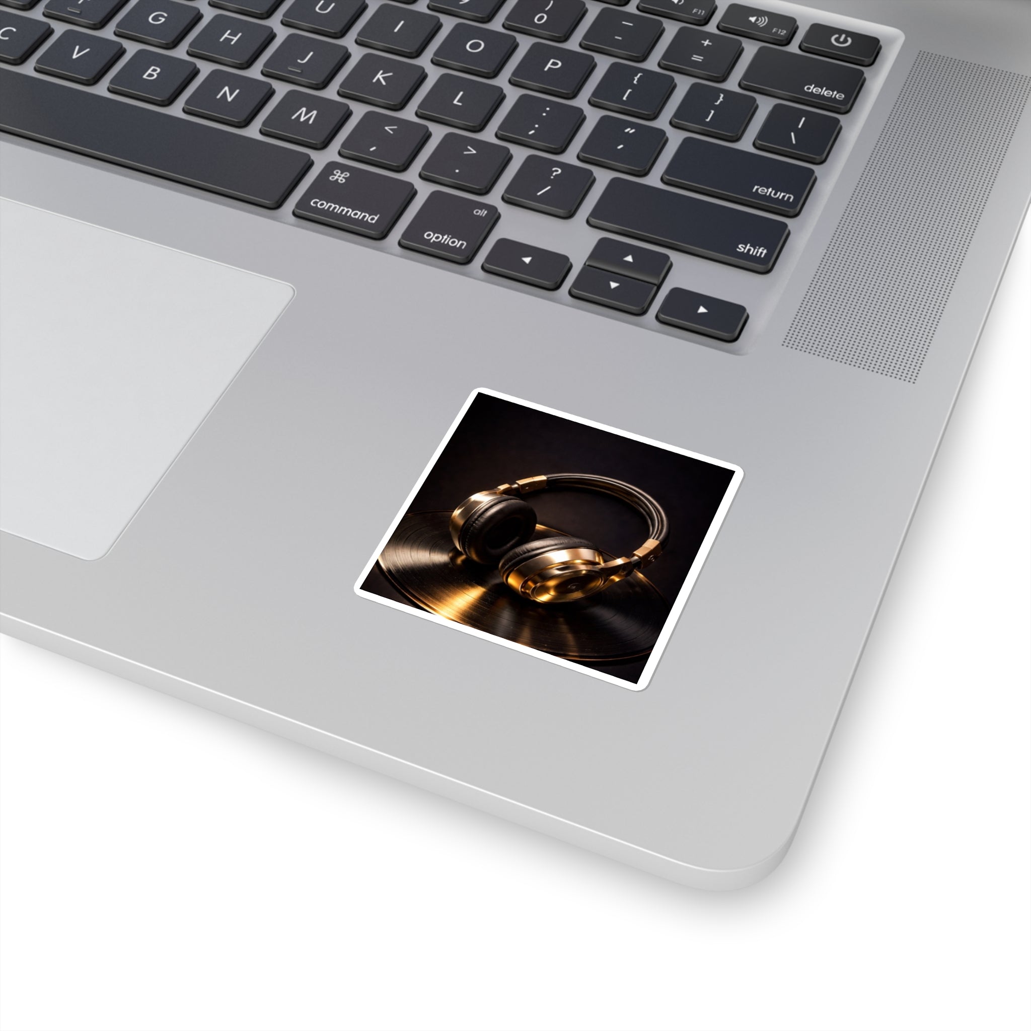 Gold Headphones Sticker - Luxury Vinyl Music Aesthetic