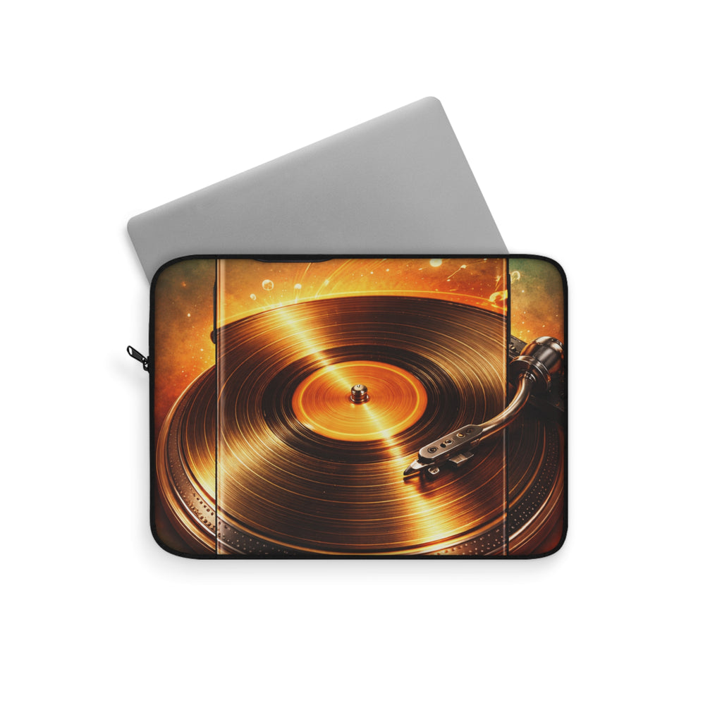 Golden Vinyl Grooves Laptop Sleeve | Groove on the Go product image 4