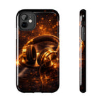 Gold Headphones Tough Phone Case | Music Lover Protective Case product image 1