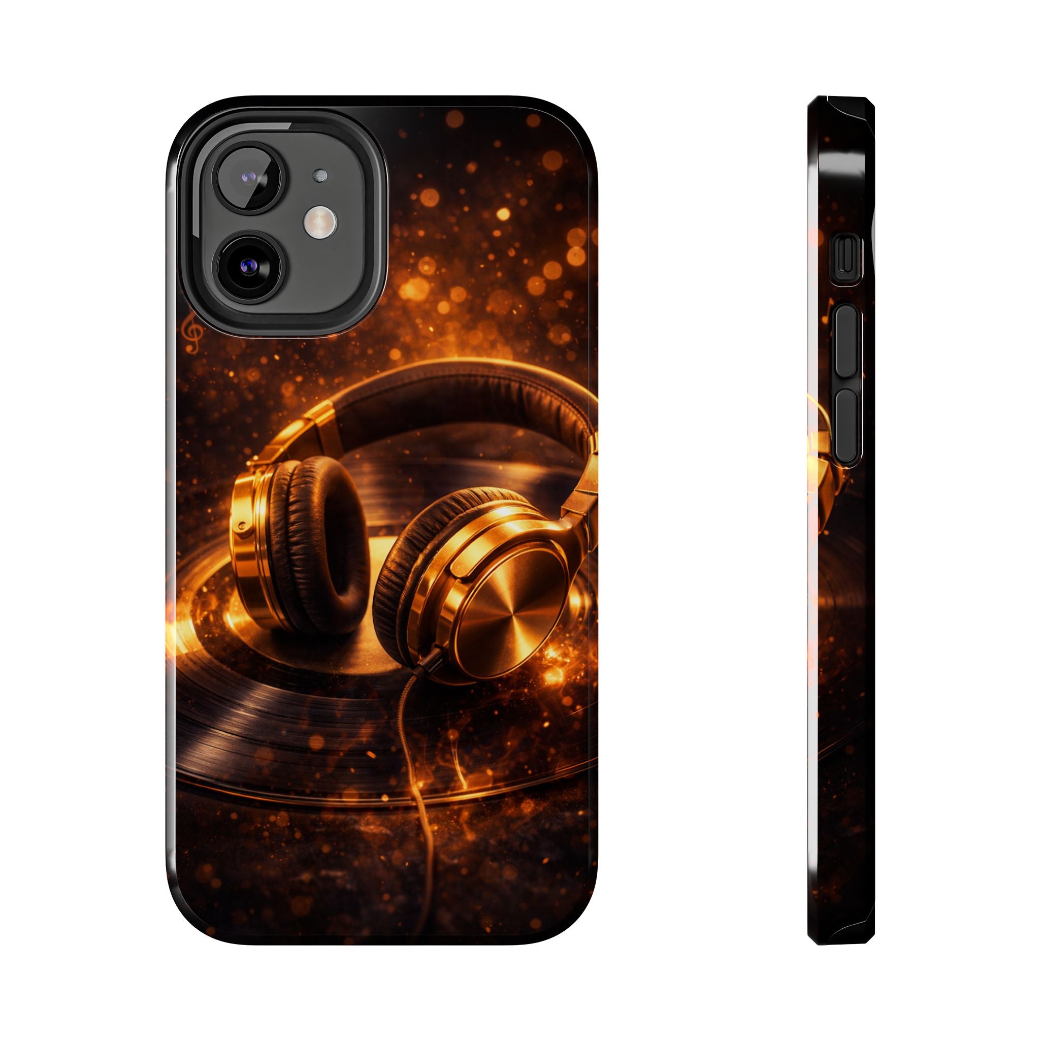 Gold Headphones Tough Phone Case | Music Lover Protective Case product image 5