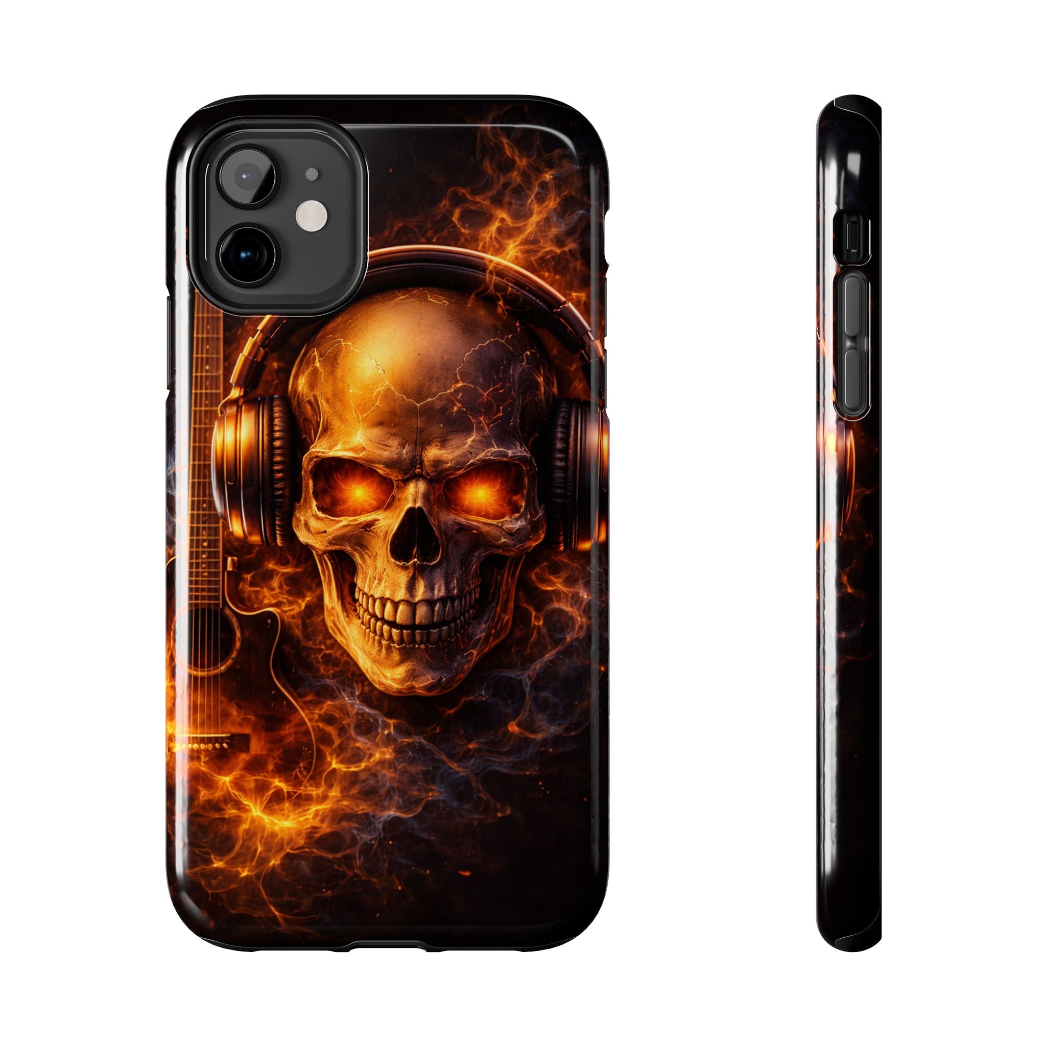 Flaming Skull Tough Phone Case | Guitar & Rock Lover Design product image 1