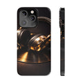 Gold Headphones Phone Case - Luxury Vinyl Music Aesthetic