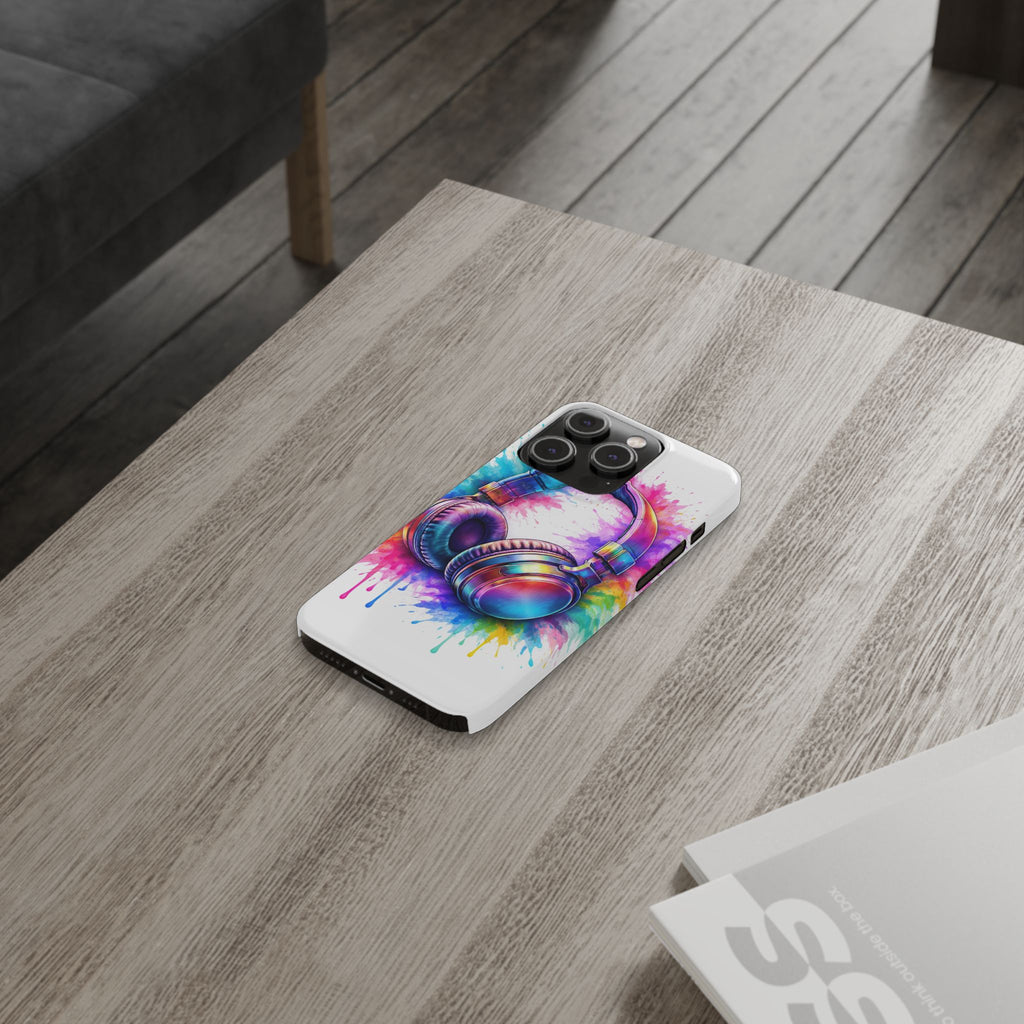 Rainbow Headphones Phone Case - Color Splash Music Lover Design