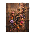 Musical Treble Clef Sherpa Blanket — Floral Wood Music Throw product image 1