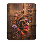 Musical Treble Clef Sherpa Blanket — Floral Wood Music Throw product image 1