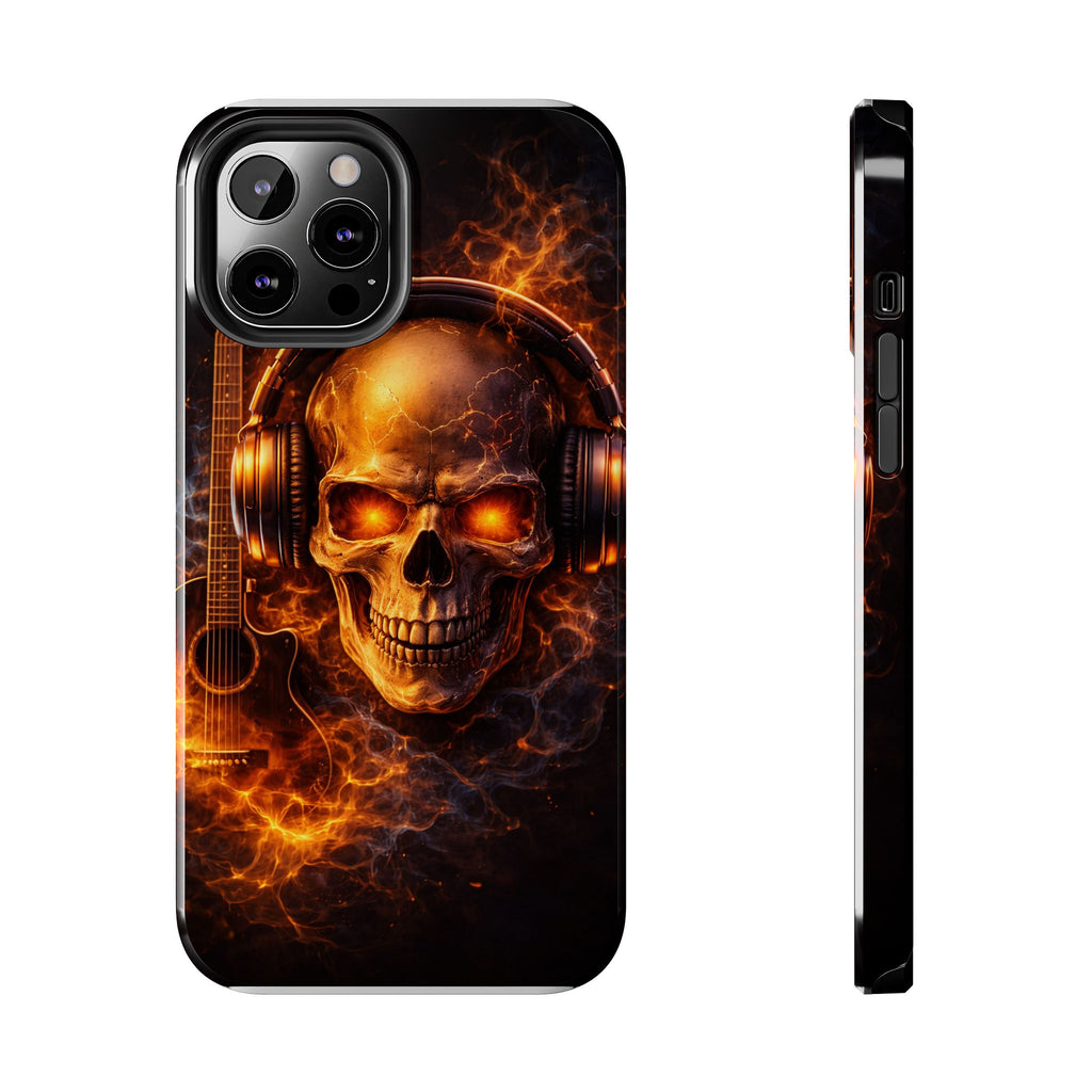 Flaming Skull Tough Phone Case | Guitar & Rock Lover Design product image 7