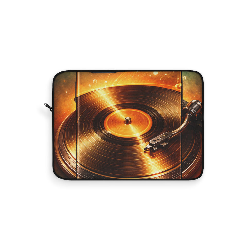 Golden Vinyl Grooves Laptop Sleeve | Groove on the Go product image 1