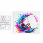 Color Splash Headphones Mouse Pad — Vibrant Music Gaming Desk Mat