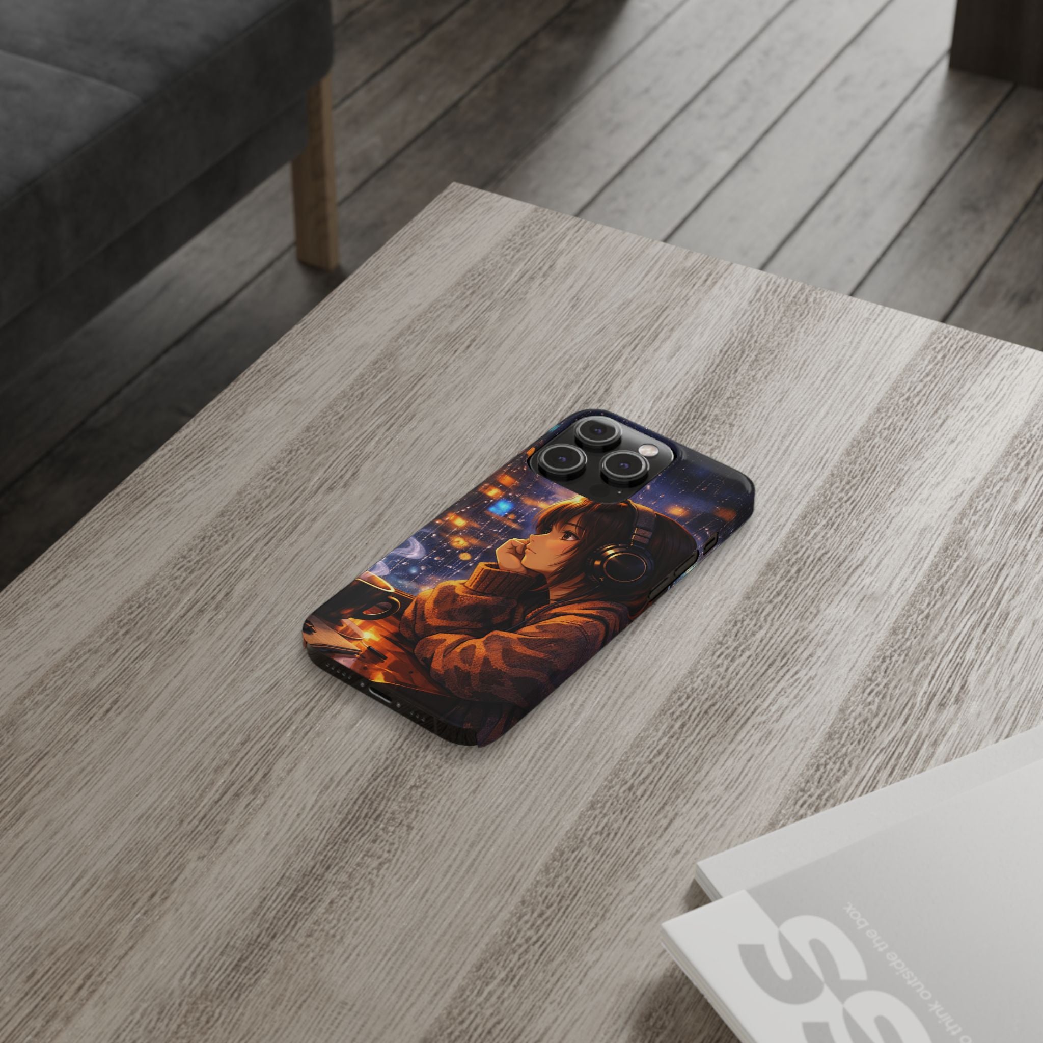 Rainy Neon Nights Slim Phone Case product image 2