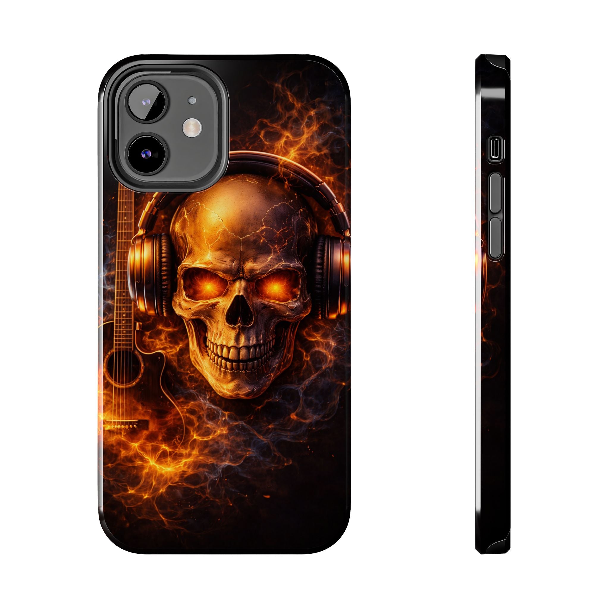 Flaming Skull Tough Phone Case | Guitar & Rock Lover Design product image 4