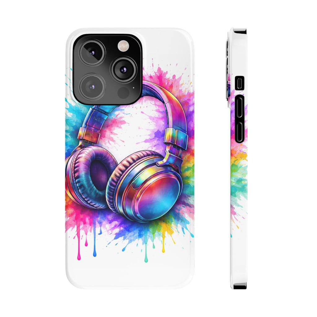 Rainbow Headphones Phone Case - Color Splash Music Lover Design
