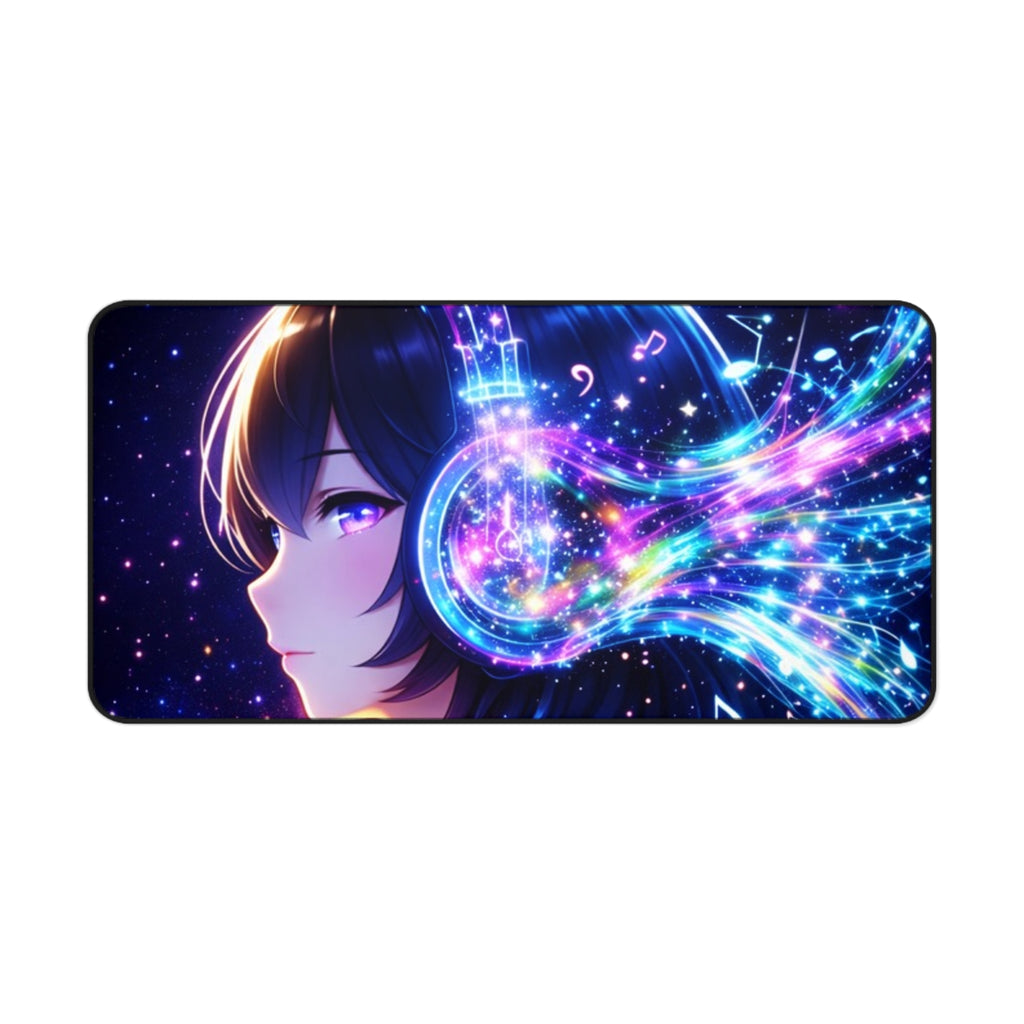 Cosmic Anime Headphones Desk Mat - Neon Music Desk Setup