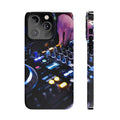 DJ Mixer Slim Phone Case — Neon Club Turntable Design