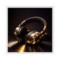 Gold Headphones Sticker - Luxury Vinyl Music Aesthetic