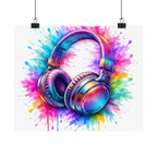 Rainbow Headphones Poster - Vibrant Music Wall Art