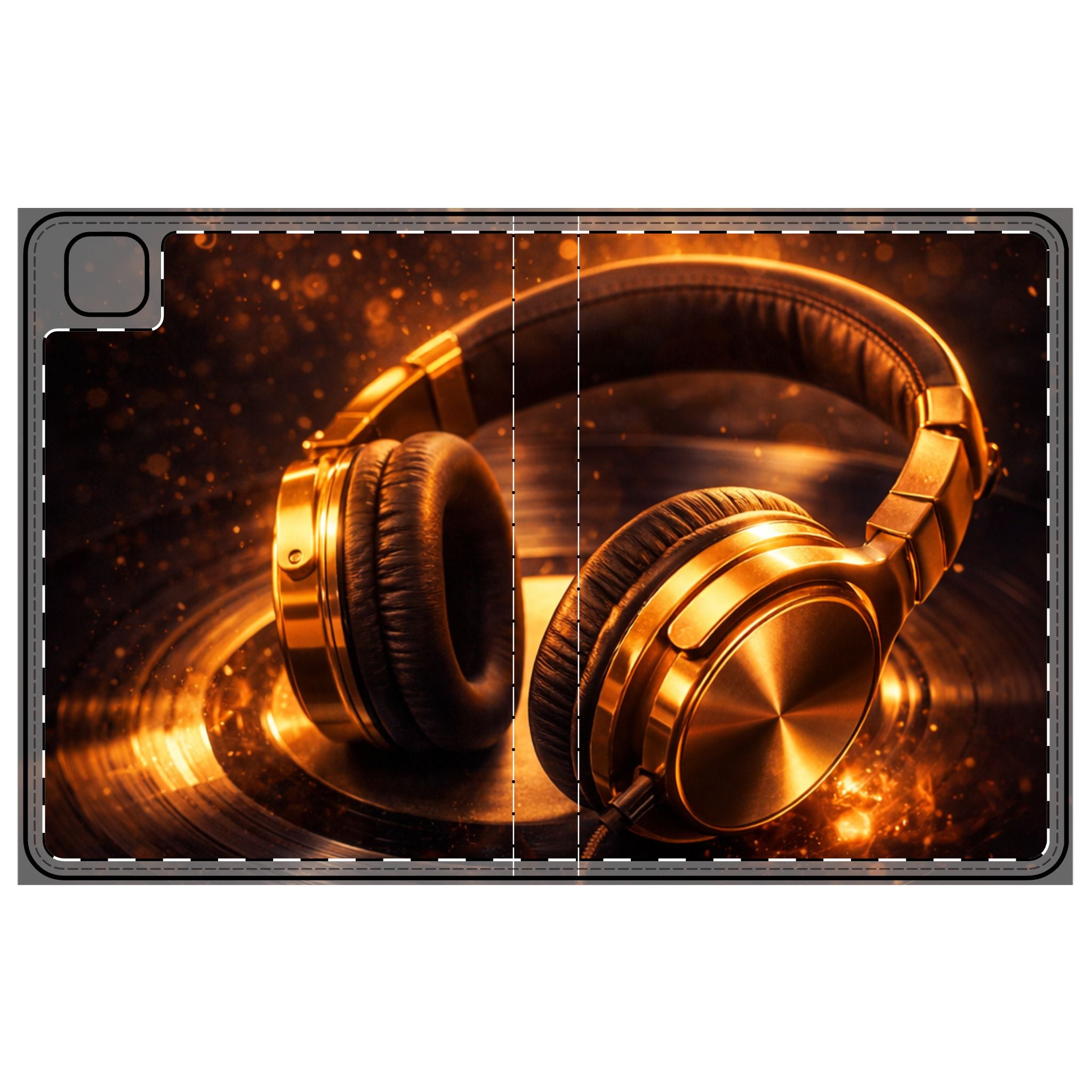 Gold Headphones iPad Folio Case | Tune In, Tab Out product image 1