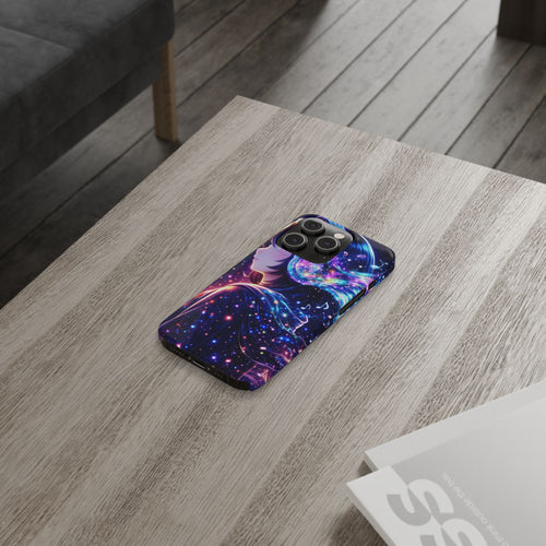 Cosmic Anime Music Girl Phone Case - Neon Headphones Art