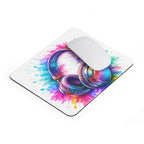 Color Splash Headphones Mouse Pad — Vibrant Music Gaming Desk Mat