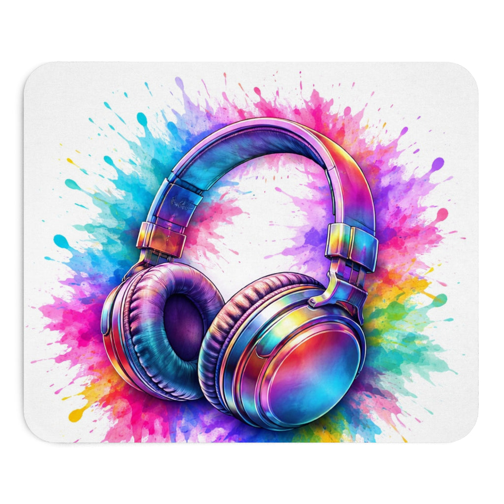 Color Splash Headphones Mouse Pad — Vibrant Music Gaming Desk Mat