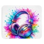 Color Splash Headphones Mouse Pad — Vibrant Music Gaming Desk Mat