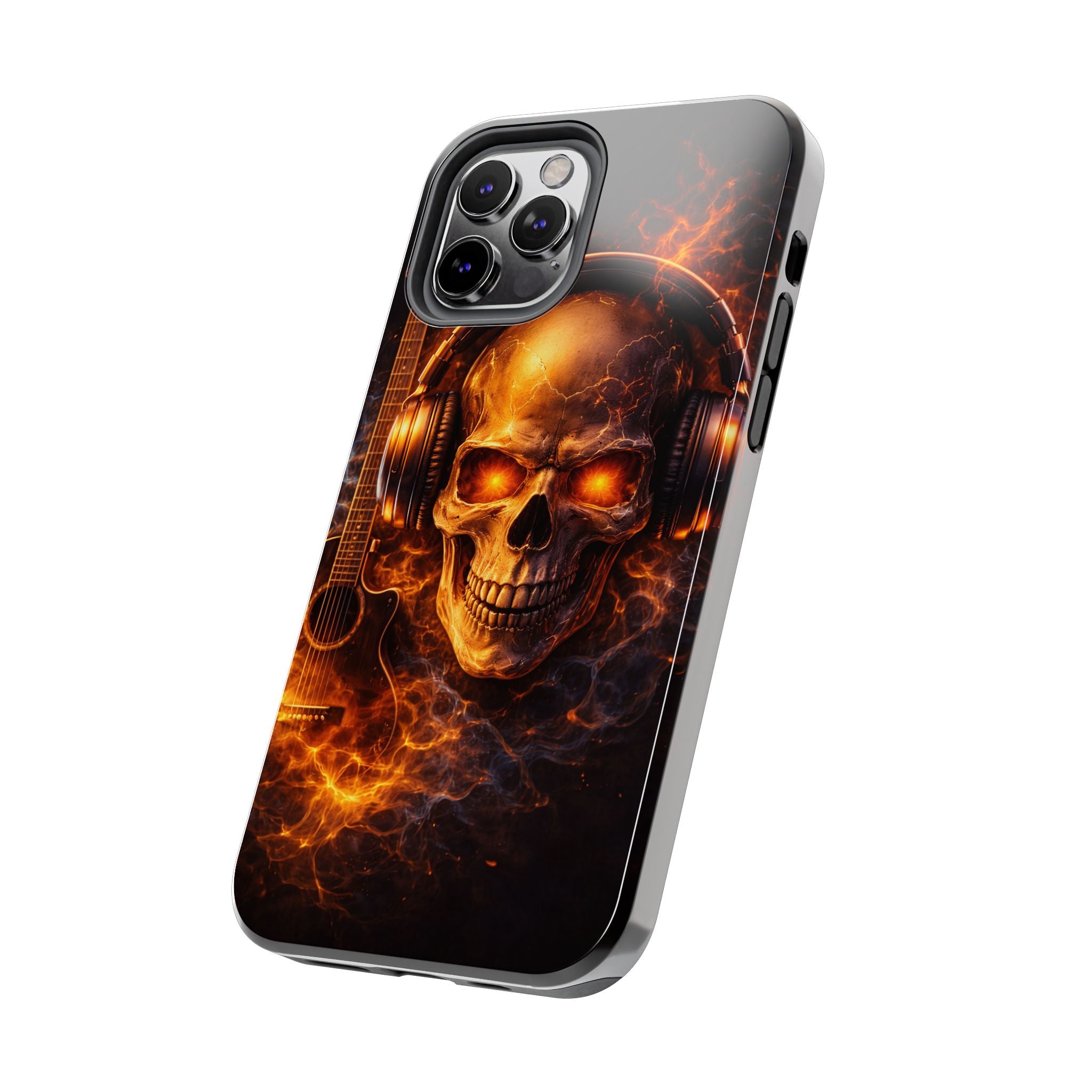 Flaming Skull Tough Phone Case | Guitar & Rock Lover Design product image 49