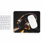 Music Lover Mouse Pad — Gold Headphones Design