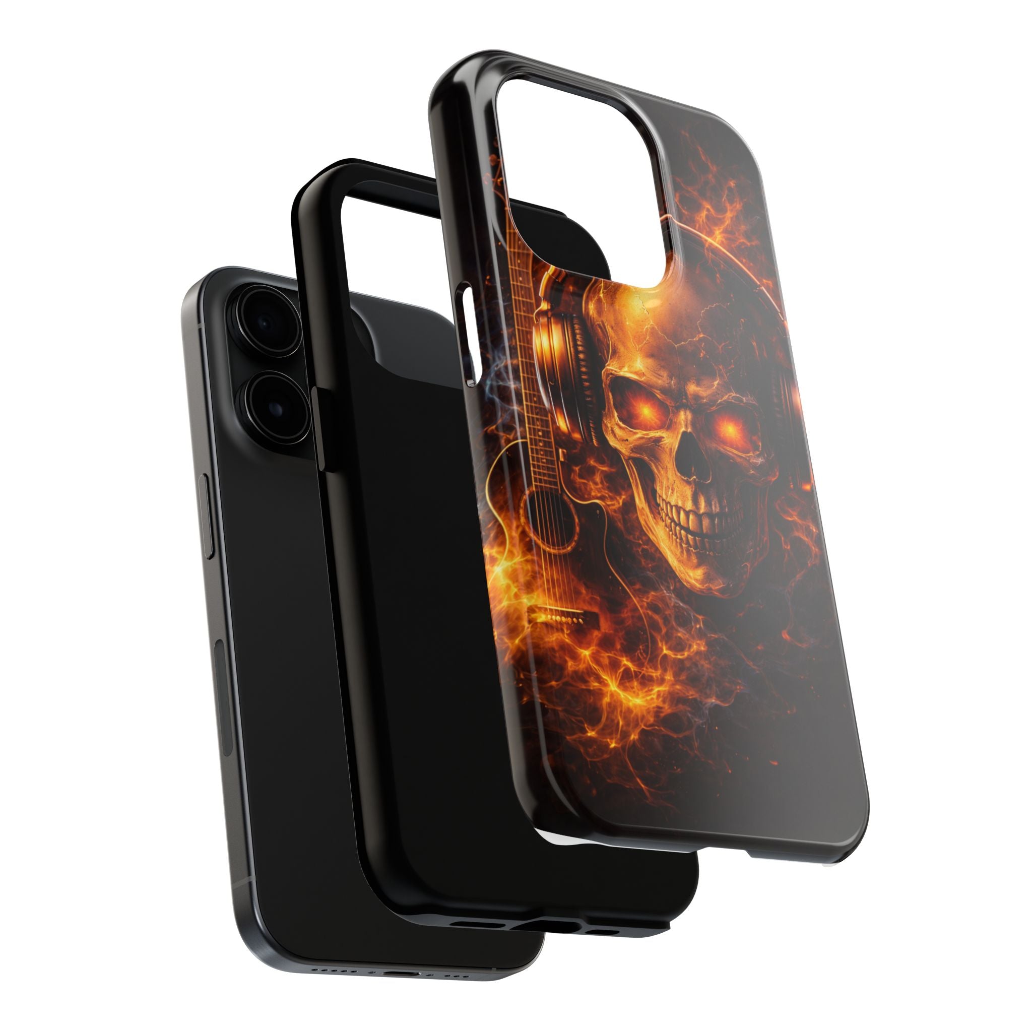 Flaming Skull Tough Phone Case | Guitar & Rock Lover Design product image 75