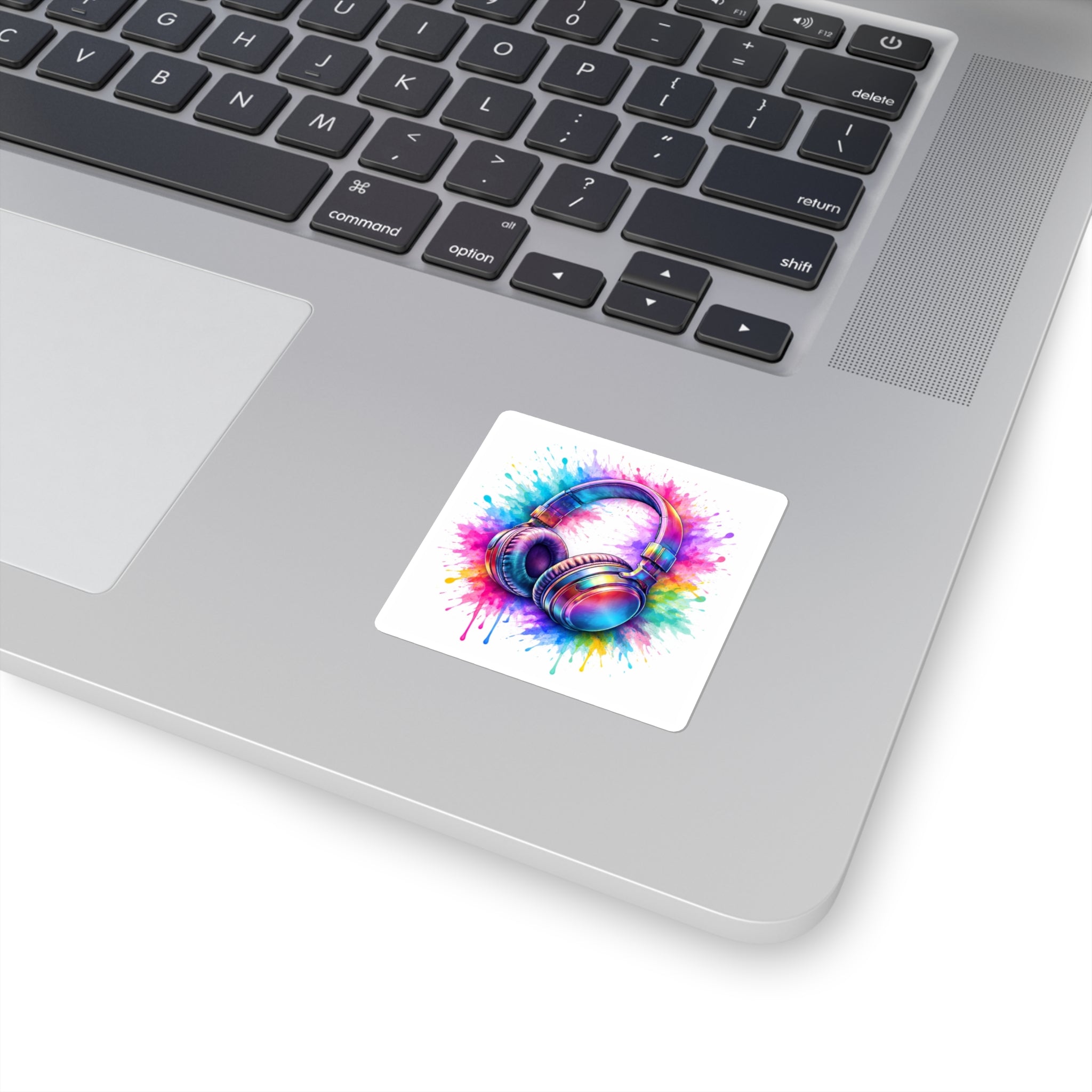 Rainbow Headphones Sticker - Color Splash Music Aesthetic