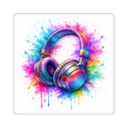 Rainbow Headphones Sticker - Color Splash Music Aesthetic