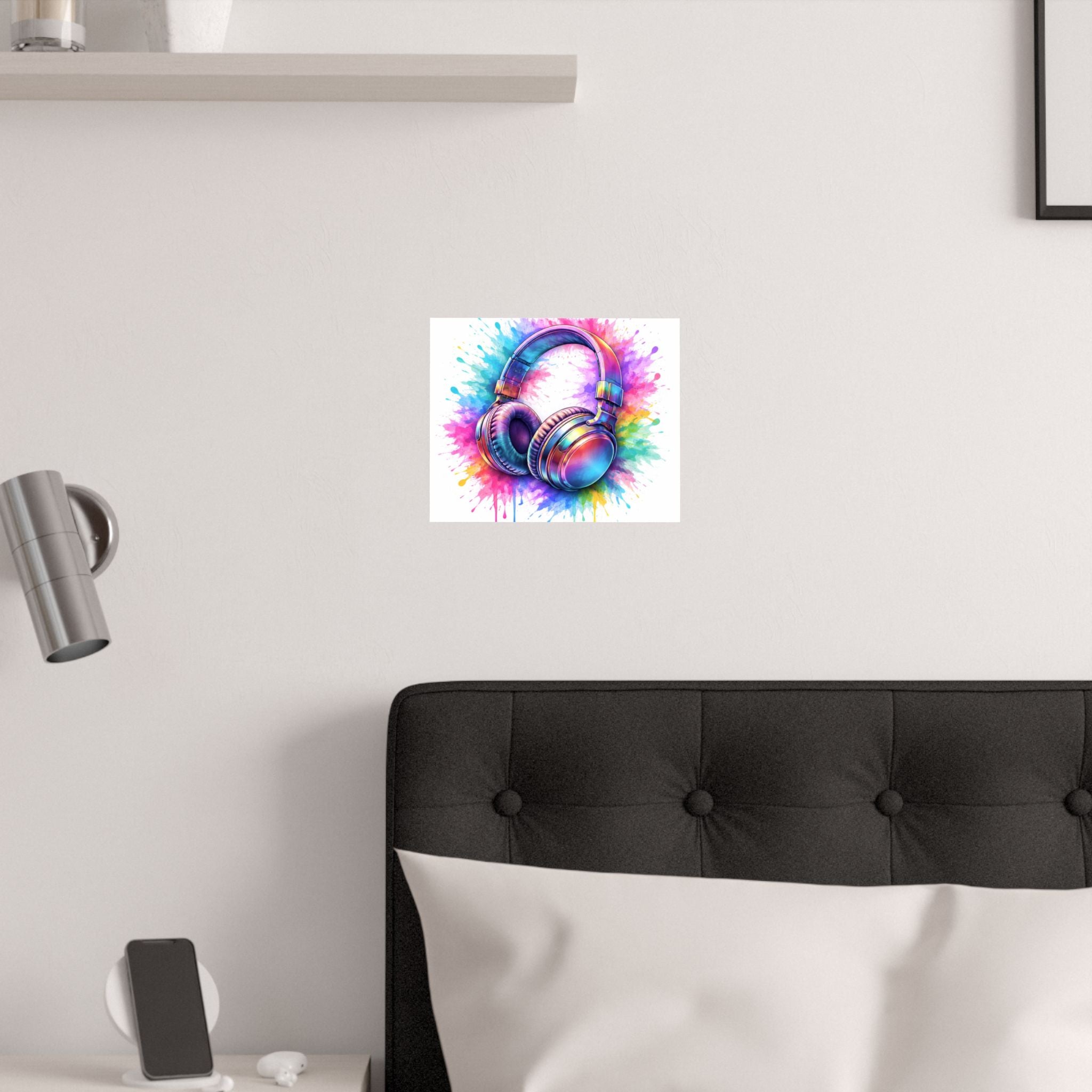 Rainbow Headphones Poster - Vibrant Music Wall Art