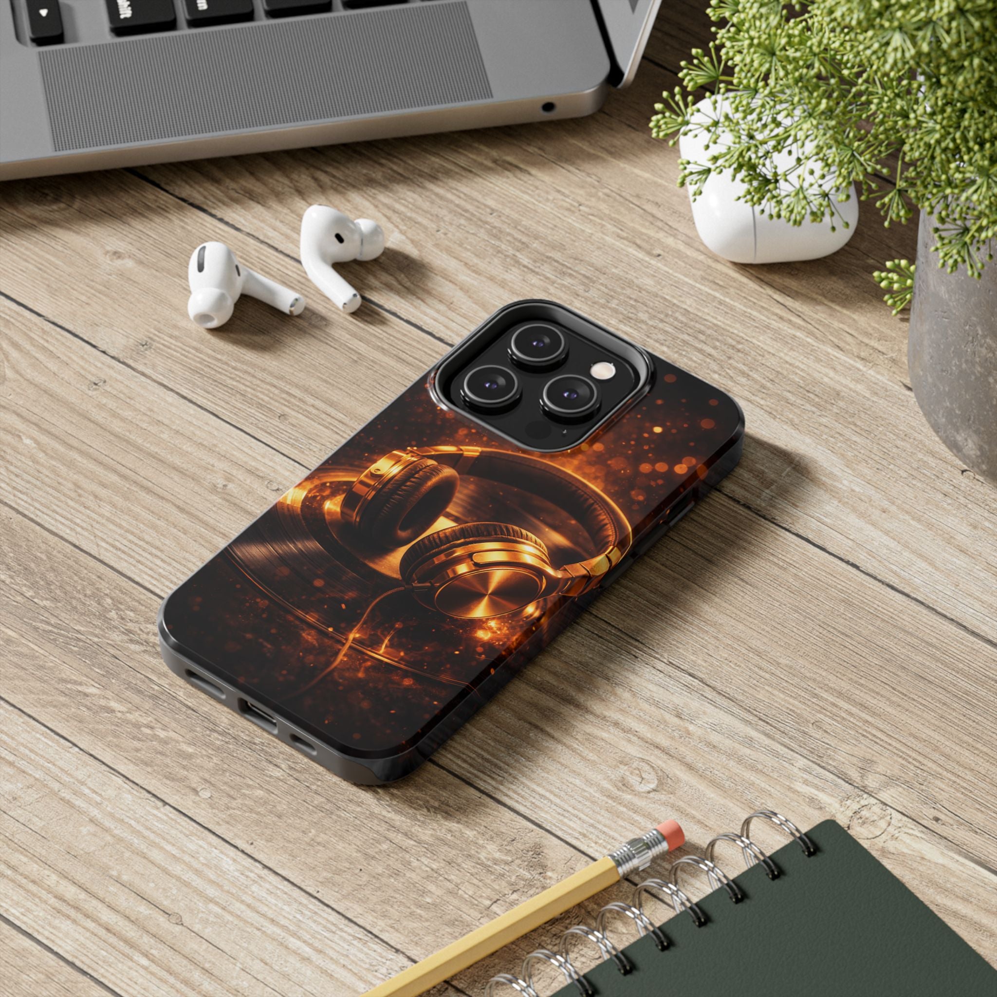 Gold Headphones Tough Phone Case | Music Lover Protective Case product image 67