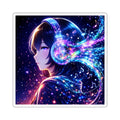Cosmic Music Anime Square Sticker — Neon Headphones Galaxy Vinyl Decal