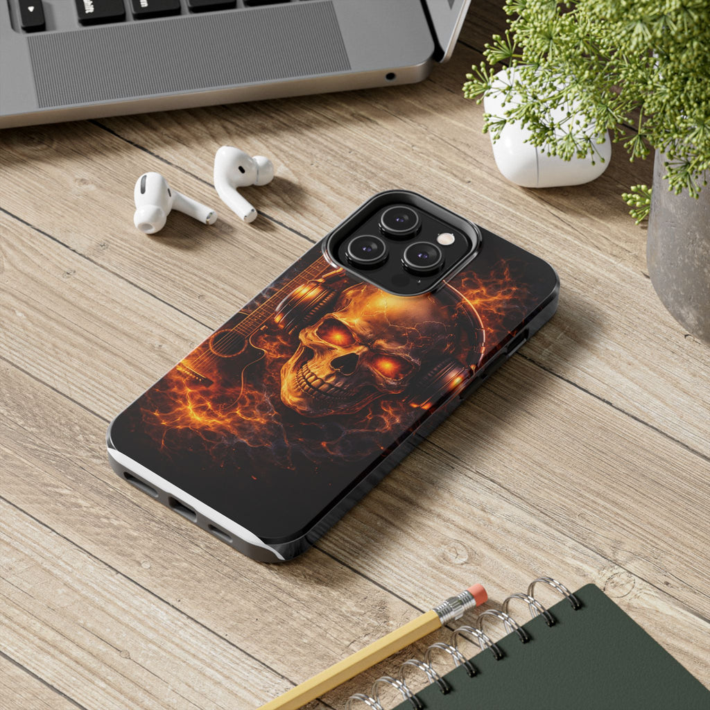 Flaming Skull Tough Phone Case | Guitar & Rock Lover Design product image 68