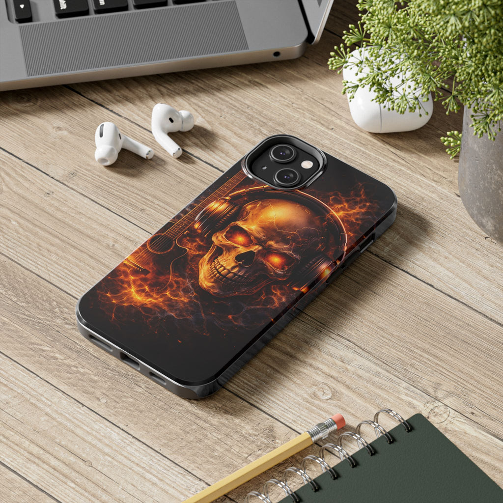 Flaming Skull Tough Phone Case | Guitar & Rock Lover Design product image 69