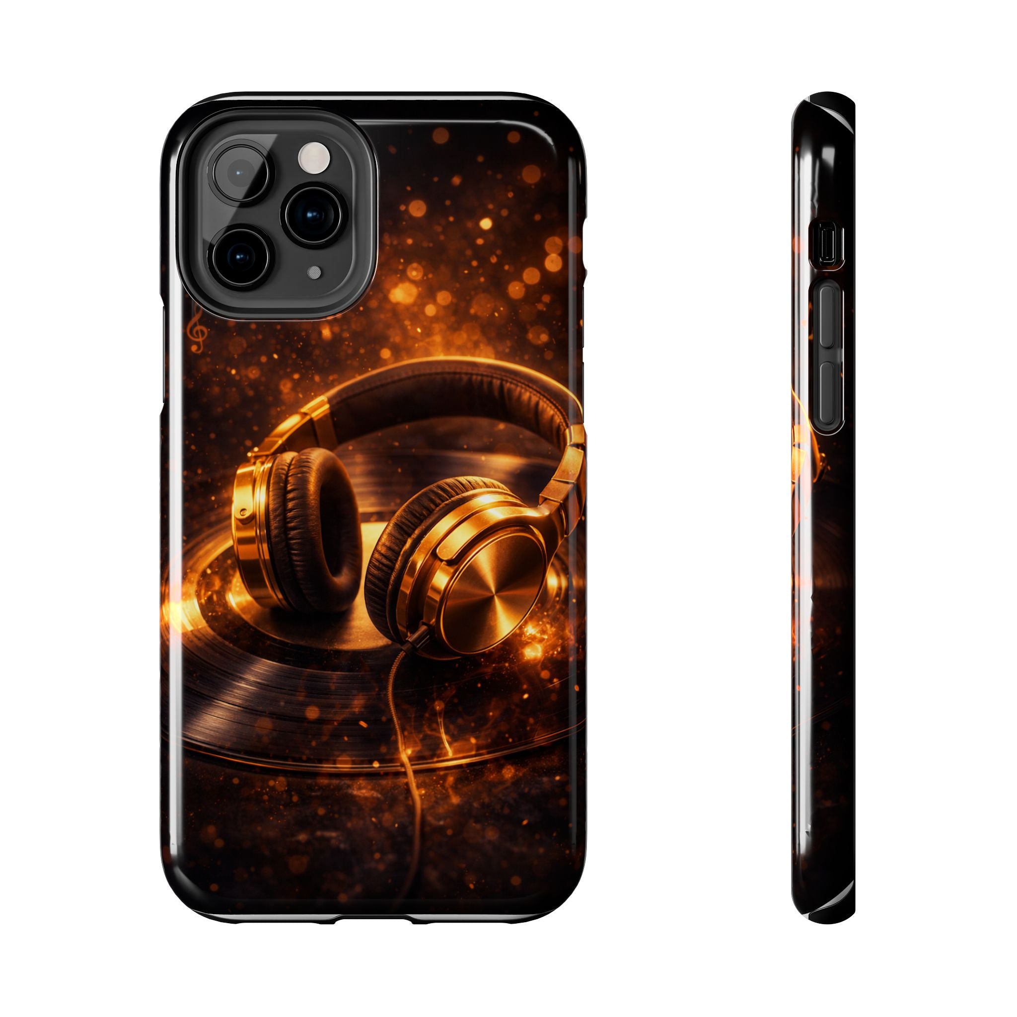 Gold Headphones Tough Phone Case | Music Lover Protective Case product image 2