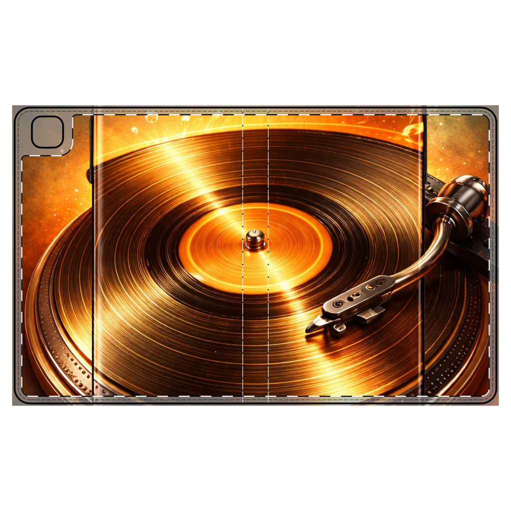 Golden Vinyl Grooves iPad Folio Case | Press Play in Gold product image 2