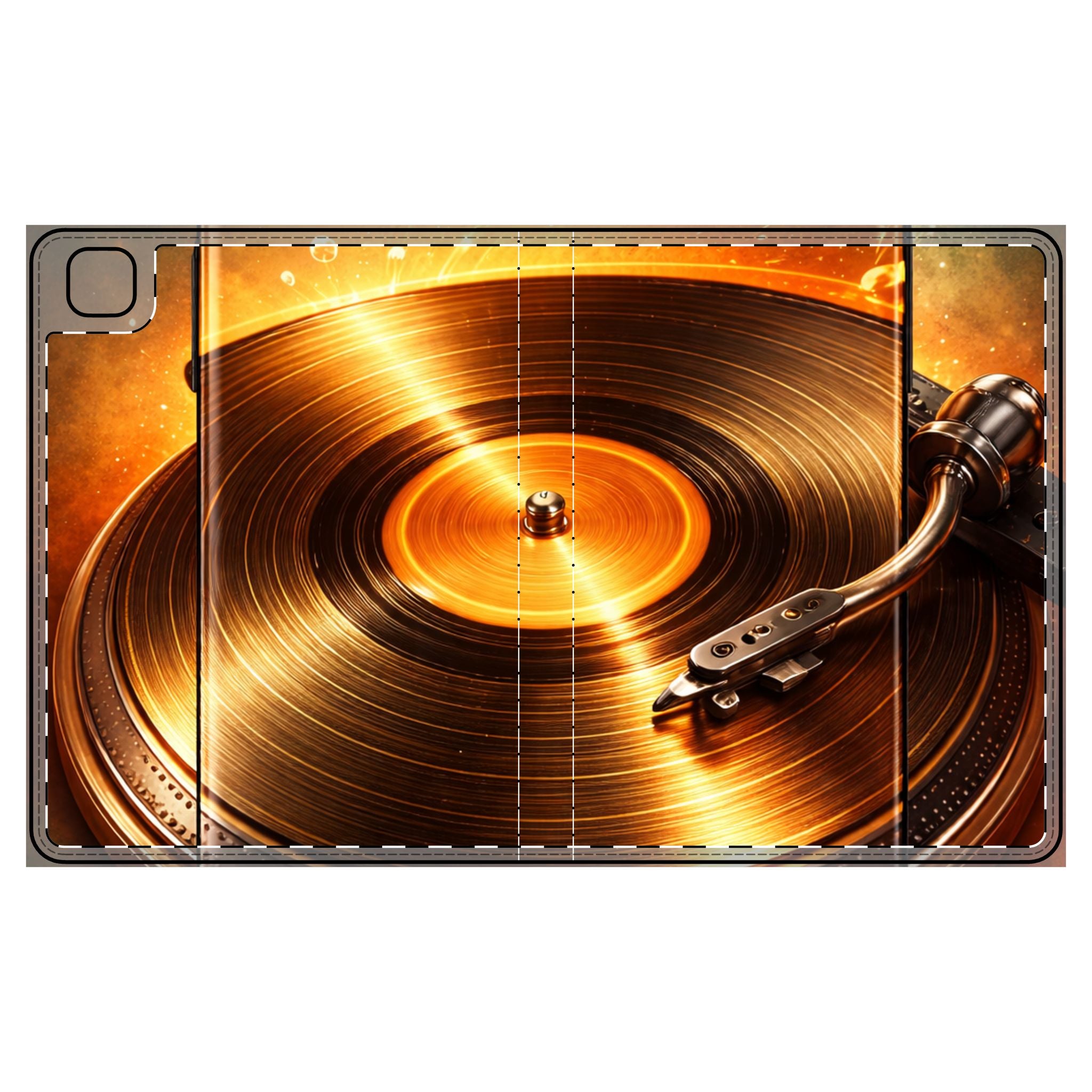 Golden Vinyl Grooves iPad Folio Case | Press Play in Gold product image 2