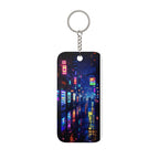 Neon Cityscape Keychain — Cyberpunk Double-Sided Keychain Charm product image 1