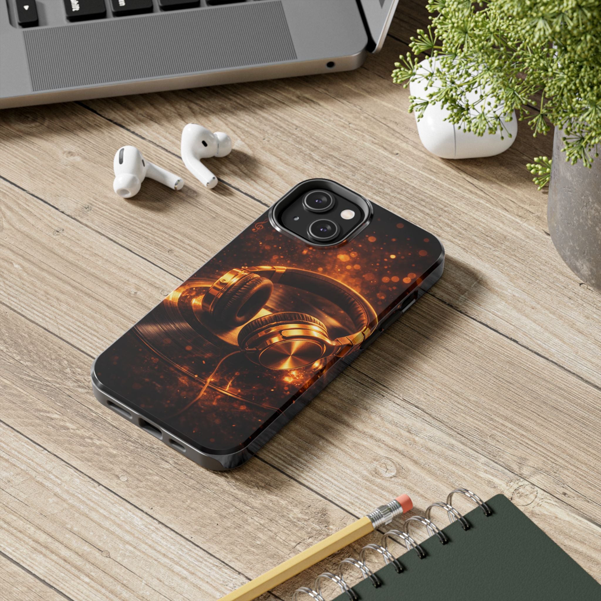Gold Headphones Tough Phone Case | Music Lover Protective Case product image 66