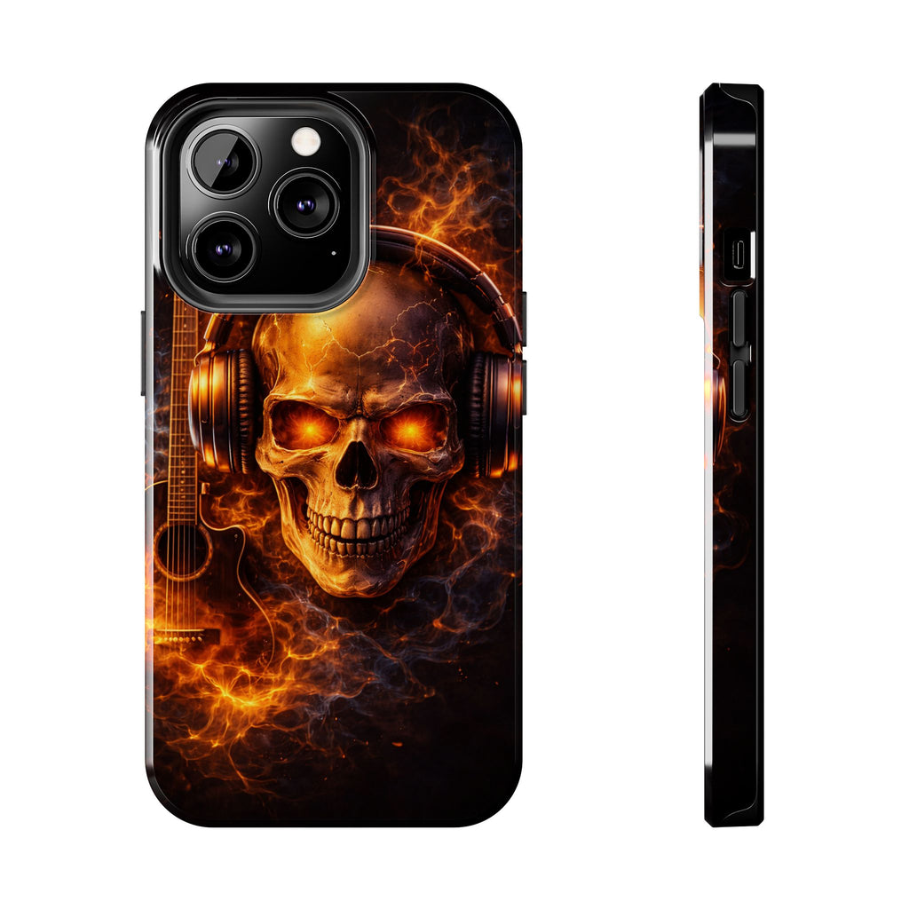 Flaming Skull Tough Phone Case | Guitar & Rock Lover Design product image 10