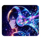 Cosmic Anime Headphones Mouse Pad - Neon Night Music Art