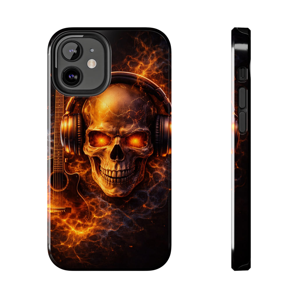 Flaming Skull Tough Phone Case | Guitar & Rock Lover Design product image 5