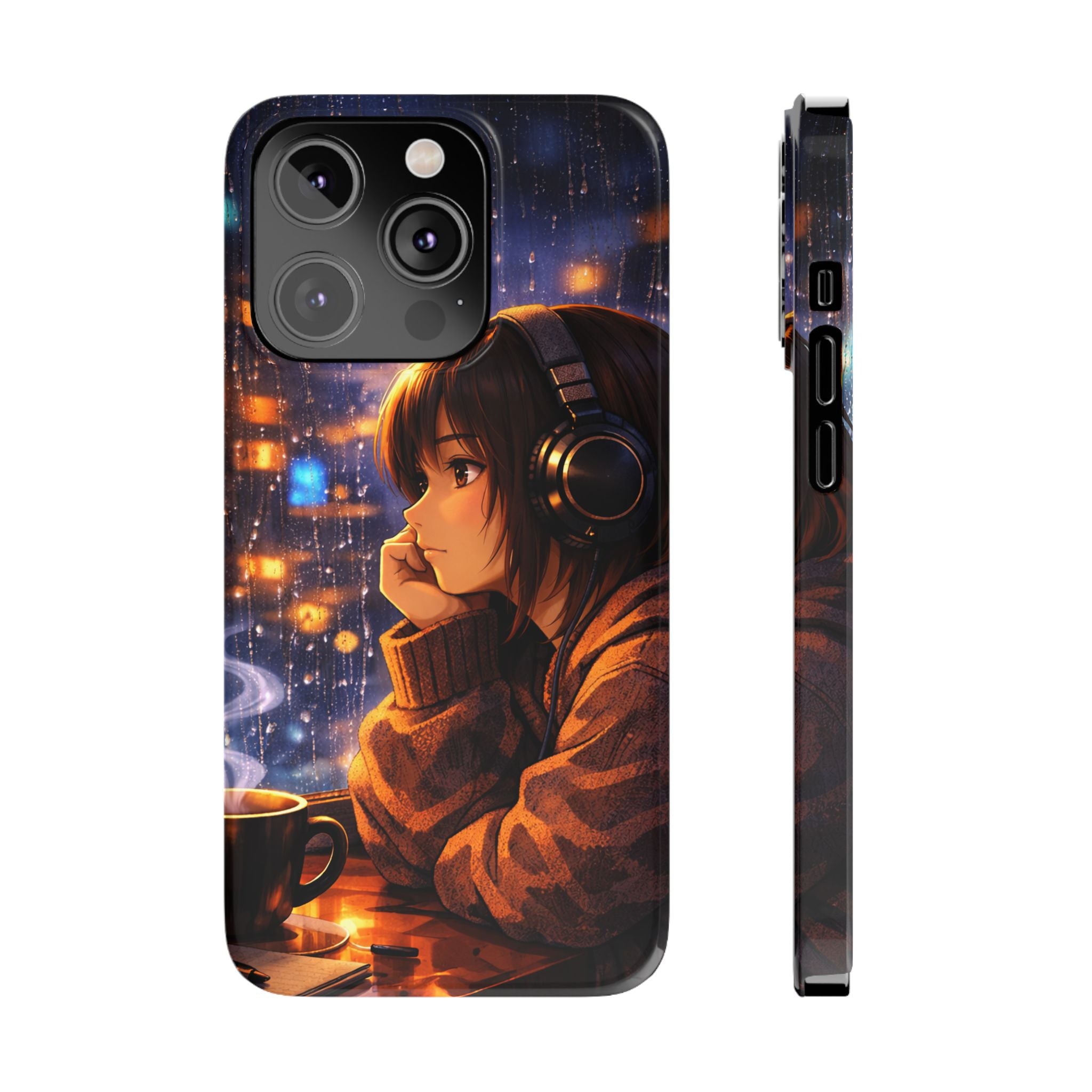 Rainy Neon Nights Slim Phone Case product image 1