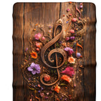 Musical Treble Clef Sherpa Blanket — Floral Wood Music Throw detail crop 1