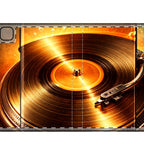 Golden Vinyl Grooves iPad Folio Case | Press Play in Gold detail crop 1