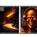 Flaming Piano Keys iPad Folio Case | Fire on the Ivories detail crop 1