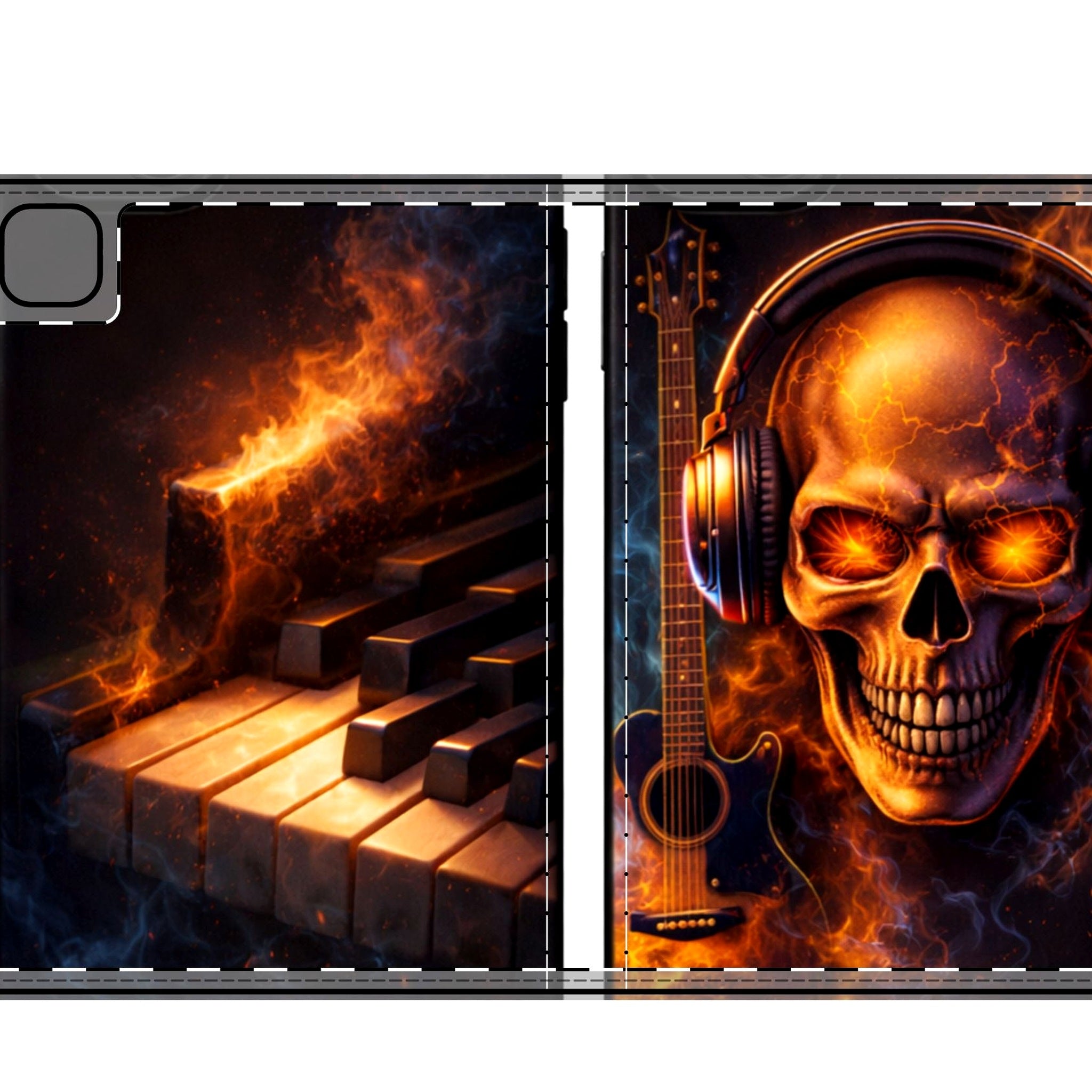 Flaming Piano Keys iPad Folio Case | Fire on the Ivories detail crop 1