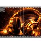 Gold Headphones iPad Folio Case | Tune In, Tab Out detail crop 1